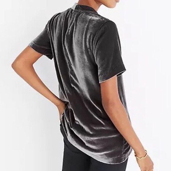 Madewell Velvet Silk Choker Cutout Keyhole Back Short Sleeve Top Size Small - Picture 2 of 11